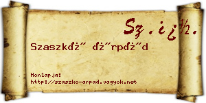 Szaszkó Árpád névjegykártya