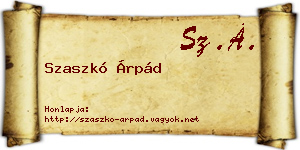 Szaszkó Árpád névjegykártya